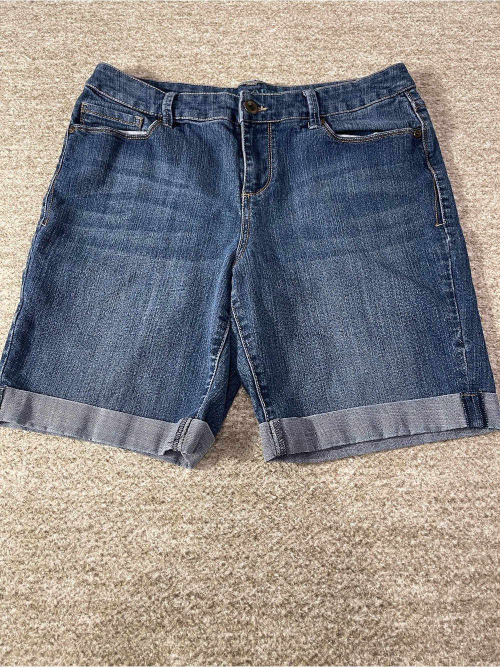 Women’s Sonoma Life Style Denim Bermuda Shorts Sz12 Blue Cuffed Mid Rise.#0489